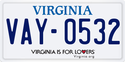 VA license plate VAY0532