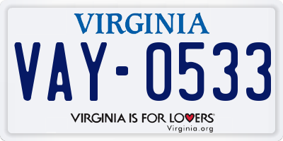 VA license plate VAY0533