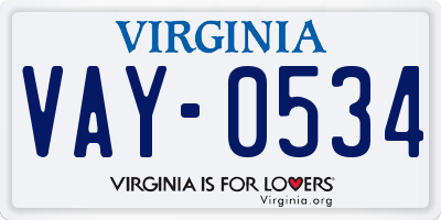 VA license plate VAY0534
