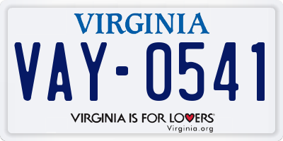 VA license plate VAY0541