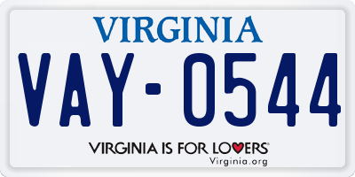 VA license plate VAY0544