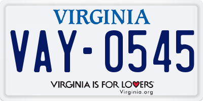 VA license plate VAY0545