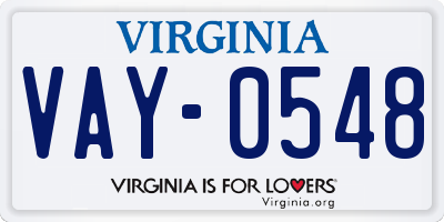 VA license plate VAY0548
