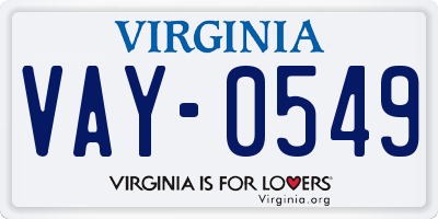 VA license plate VAY0549