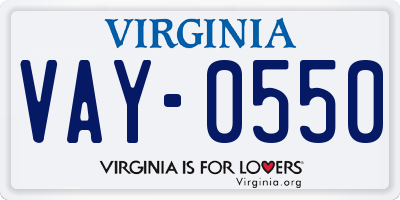 VA license plate VAY0550