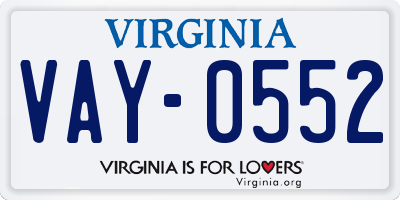 VA license plate VAY0552
