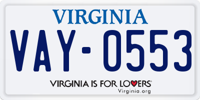 VA license plate VAY0553
