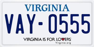 VA license plate VAY0555