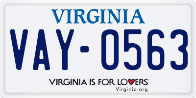 VA license plate VAY0563
