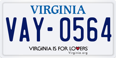 VA license plate VAY0564