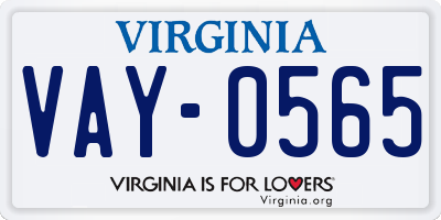VA license plate VAY0565