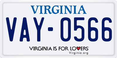 VA license plate VAY0566
