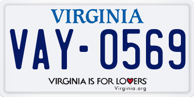 VA license plate VAY0569