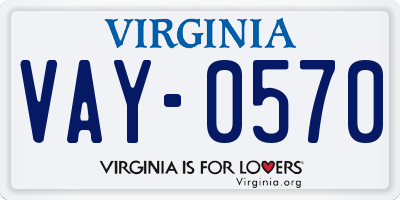 VA license plate VAY0570