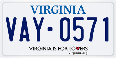 VA license plate VAY0571