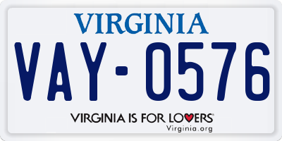 VA license plate VAY0576