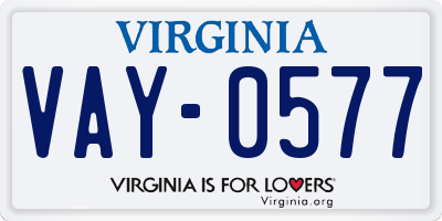 VA license plate VAY0577