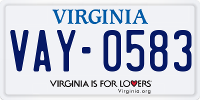VA license plate VAY0583
