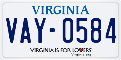 VA license plate VAY0584
