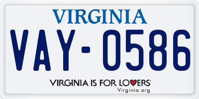 VA license plate VAY0586