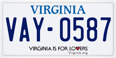 VA license plate VAY0587