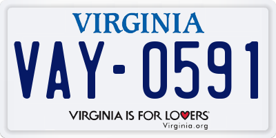 VA license plate VAY0591