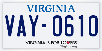 VA license plate VAY0610