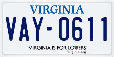 VA license plate VAY0611