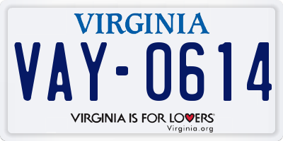 VA license plate VAY0614