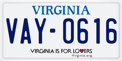 VA license plate VAY0616