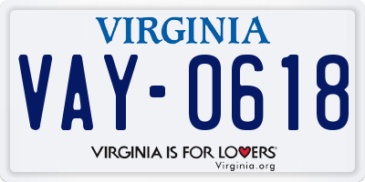 VA license plate VAY0618