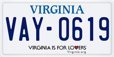 VA license plate VAY0619