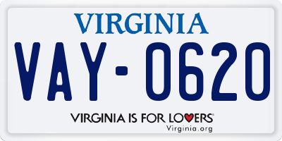 VA license plate VAY0620