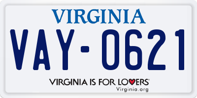 VA license plate VAY0621