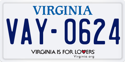 VA license plate VAY0624