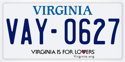 VA license plate VAY0627