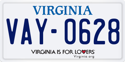 VA license plate VAY0628