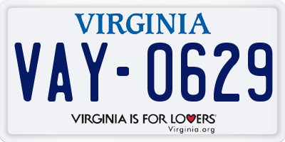 VA license plate VAY0629