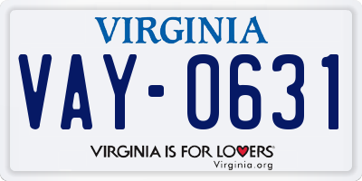 VA license plate VAY0631