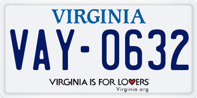 VA license plate VAY0632