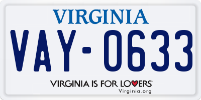 VA license plate VAY0633