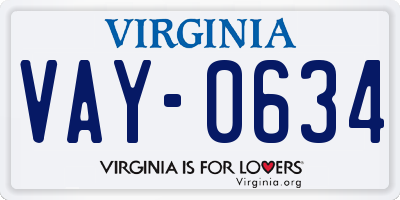 VA license plate VAY0634