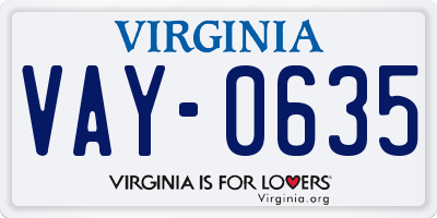 VA license plate VAY0635