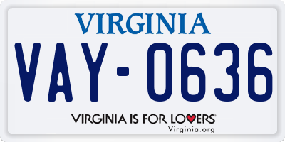 VA license plate VAY0636