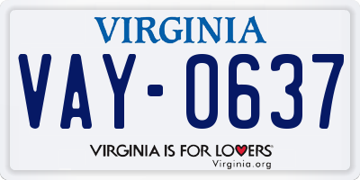VA license plate VAY0637