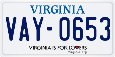 VA license plate VAY0653