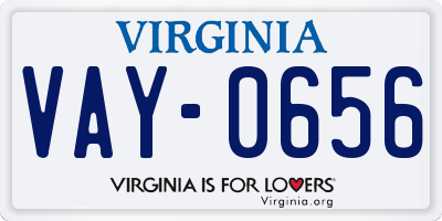 VA license plate VAY0656