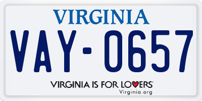VA license plate VAY0657