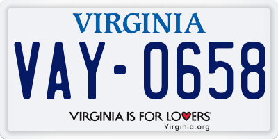 VA license plate VAY0658