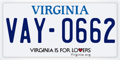 VA license plate VAY0662